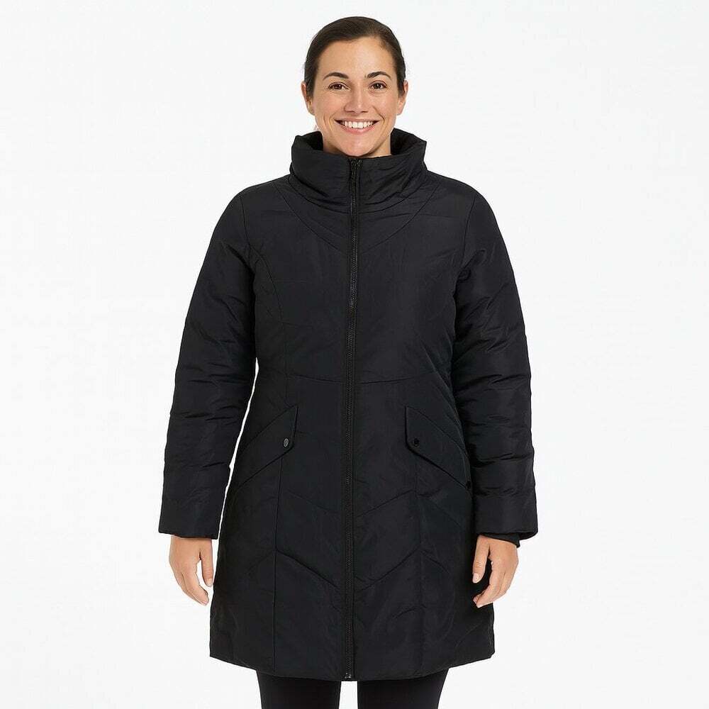 CLEO Black Down Puffer Jacket Women’s Medium Long Winter Coat Outdoor Warmth